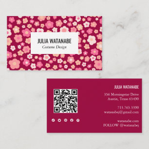 Sweet Daisies Floral QR Code Social Media Chic Visitenkarte