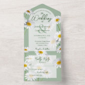 Sweet Daisies on Sage Green All In One Einladung (Innen Boden)