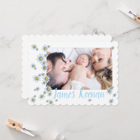 Sweet Daisis Geburtshinweis Foto-Karte Einladung (Vorderseite/Rückseite Beispiel)
