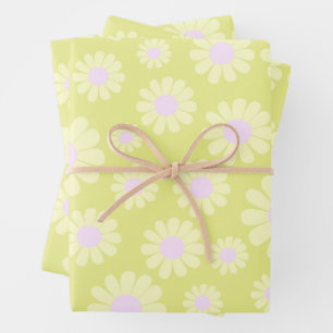 Sweet Daisy Baby Pastell Grün Gelb Rosa Geschenkpapier Set
