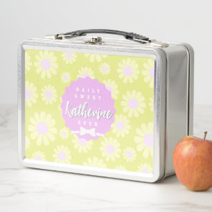 Sweet Daisy Baby Pastell Grün Gelb Rosa Metall Brotdose