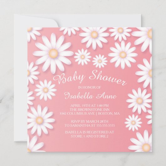 Sweet Daisy Baby Shower Einladung (Vorderseite)