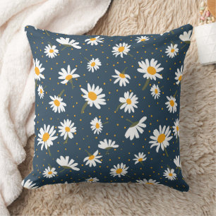 Sweet Daisy Blume Stems Dots Marine Kissen