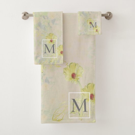 Sweet Daisy Monogram Taupe Badhandtuch Set (Insitu)