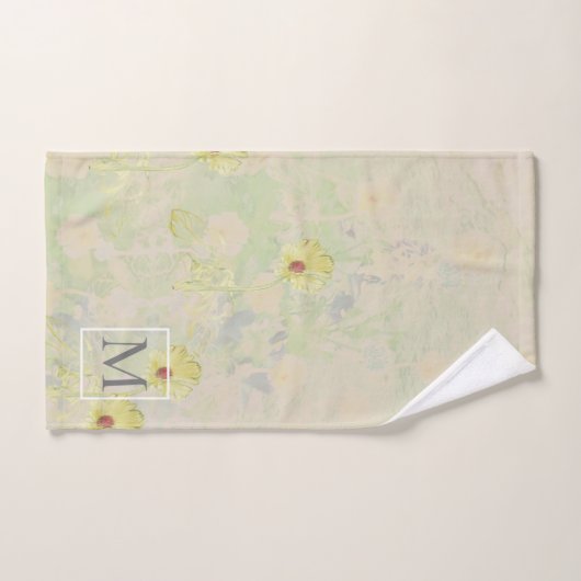 Sweet Daisy Monogram Taupe Badhandtuch Set (Handtuch)