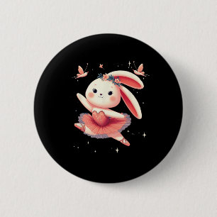 Sweet Dancing Ballerina Bunny Ballet Rabbit Girl F Button