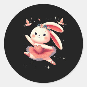 Sweet Dancing Ballerina Bunny Ballet Rabbit Girl F Runder Aufkleber