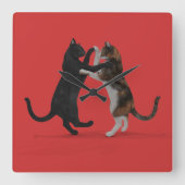 Sweet Dancing Cats Quadratische Wanduhr (Vorderseite)