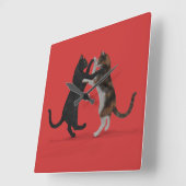 Sweet Dancing Cats Quadratische Wanduhr (Winkel)