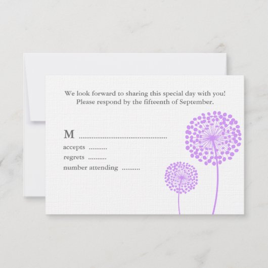 Sweet Dandelions Wedding Response Card RSVP Karte (Vorderseite)