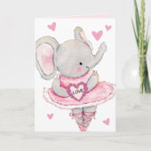 Sweet Daughter Dancing Elephant Valentine Feiertagskarte (Vorderseite)