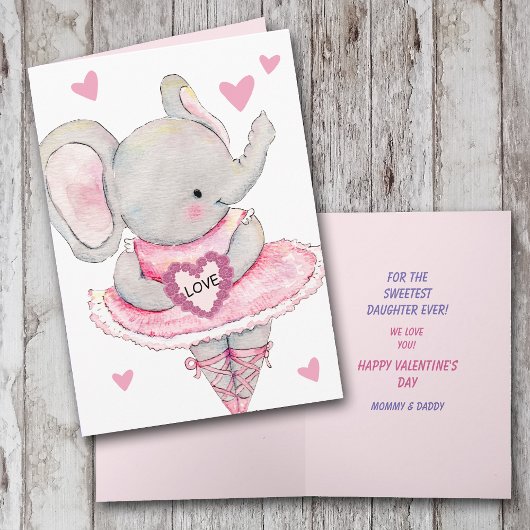 Sweet Daughter Dancing Elephant Valentine Feiertagskarte