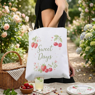 Sweet Days Watercolor Fruit Aesthetic Tote Bag Tasche