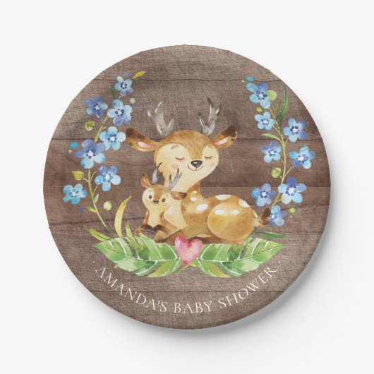Sweet Deer Baby Shower 7" Platten Pappteller (Vorderseite)