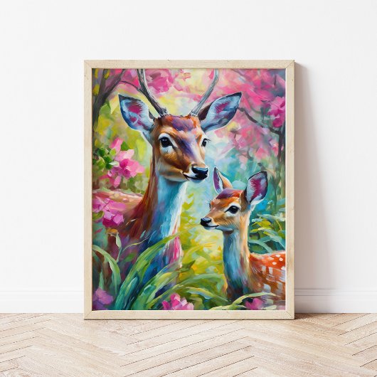 Sweet Deer Colorful Moderne Abstrakte Kunst Poster