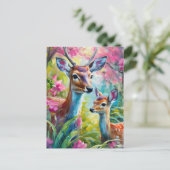 Sweet Deer Colorful Moderne Abstrakte Kunst Postkarte (Stehend Vorderseite)