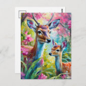Sweet Deer Colorful Moderne Abstrakte Kunst Postkarte (Vorne/Hinten)