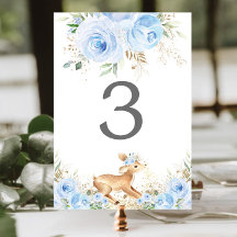 Sweet Deer Light Baby Blue Floral Boy Baby Dusche