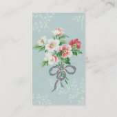 Sweet Delicate Shabby Hütte Blue Floral Bouquet Visitenkarte (Rückseite)