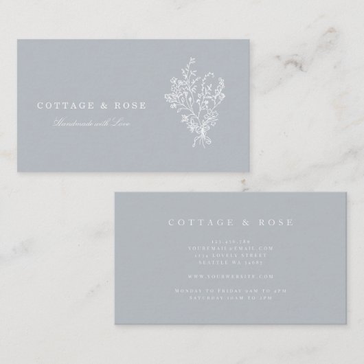 Sweet Delicate Shabby Hütte White Floral Bouquet Visitenkarte (Vorne/Hinten)