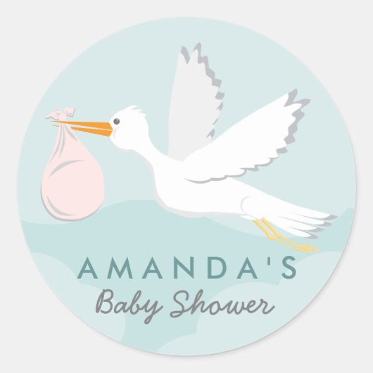 Sweet Delivery Stork Baby Shower Sticker (Vorderseite)