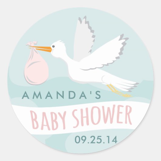 Sweet Delivery Stork Baby Shower Sticker (Vorderseite)