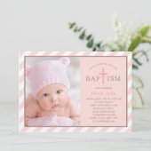 Sweet Diagonals Foto Taufe Einladung - Rosa (Stehend Vorderseite)