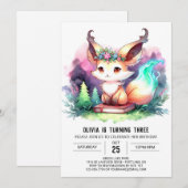 Sweet Digital Fox Geburtstag Einladung (Vorne/Hinten)
