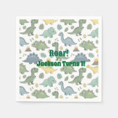 Sweet Dino Pattern 1st Birthday Paper Napkins Serviette (Vorderseite)
