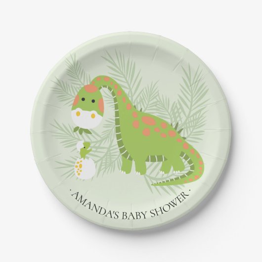 Sweet Dinosaurier Boys Baby Dusche 7" Platten Pappteller (Vorderseite)