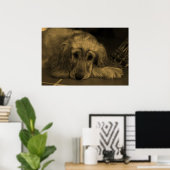 Sweet Dog - Golden Retriever in Sepia Tones Poster (Heimbüro)