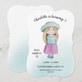 Sweet Doll Watercolor Handgemalt Feiertagskarte