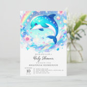 Sweet Dolphin Baby Dusche Einladung (Stehend Vorderseite)