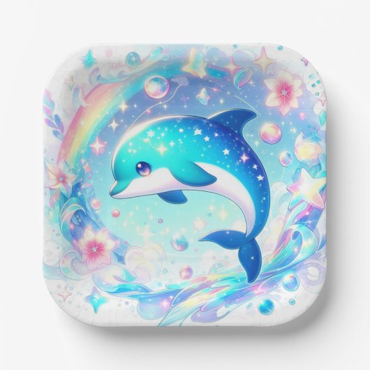 Sweet Dolphin Baby Shower Pappteller (Vorderseite)