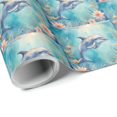Sweet Dolphin Ocean Sea Birthday Soft Blue Geschenkpapier (Rolleneckpunkt)