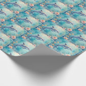 Sweet Dolphin Ocean Sea Birthday Soft Blue Geschenkpapier (Ecke)