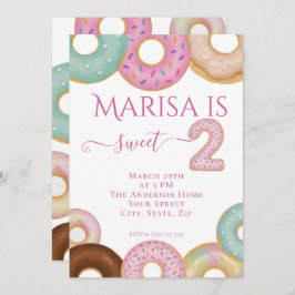 Sweet Donut Birthday | Party für farbige Kinder - Einladung