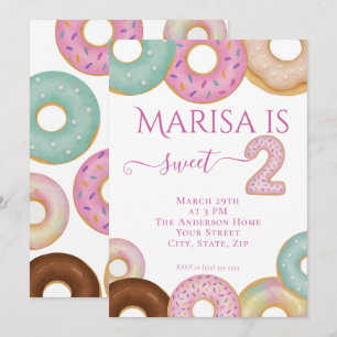 Sweet Donut Birthday Party für farbige Kinder - Einladung