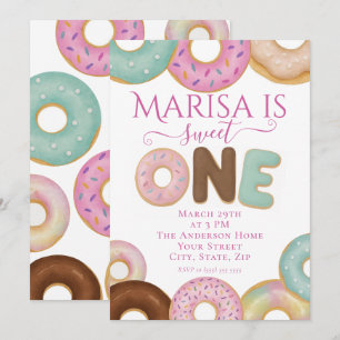 Sweet Donut Birthday Party für farbige Kinder - Einladung