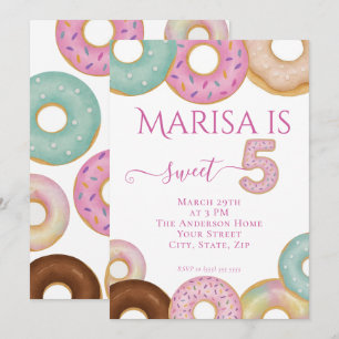 Sweet Donut Birthday Party für farbige Kinder - Einladung