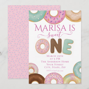 Sweet Donut Birthday   Party für farbige Kinder - Einladung