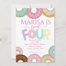 Sweet Donut Birthday | Party für farbige Kinder - Einladung