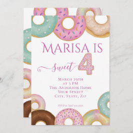 Sweet Donut Birthday | Party für farbige Kinder - Einladung