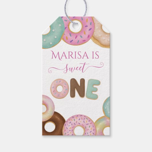 Sweet Donut Birthday | Party für farbige Kinder - Geschenkanhänger (Vorderseite)