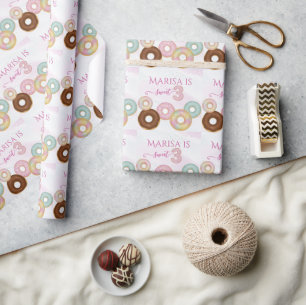 Sweet Donut Birthday   Party für farbige Kinder - Geschenkpapier