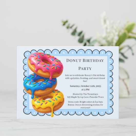 Sweet Donut Brunch | Geburtstagsfeier Einladung (Stehend Vorderseite)