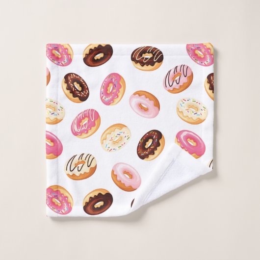 Sweet Donut Pattern Badhandtuch Set (Waschlappen)