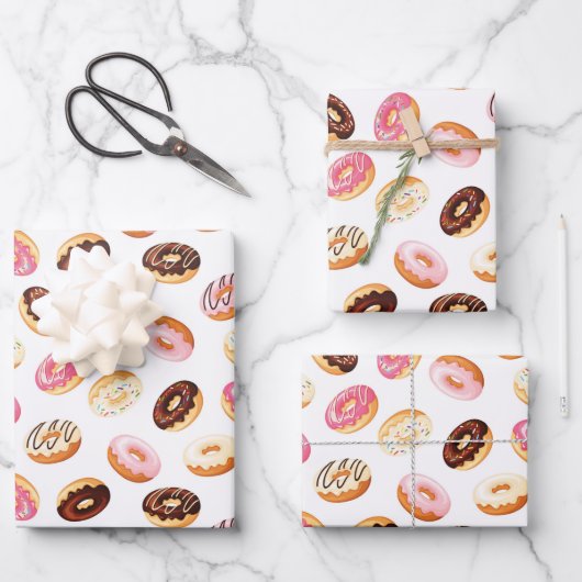 Sweet Donut Pattern Geschenkpapier Set (Vorderseite)