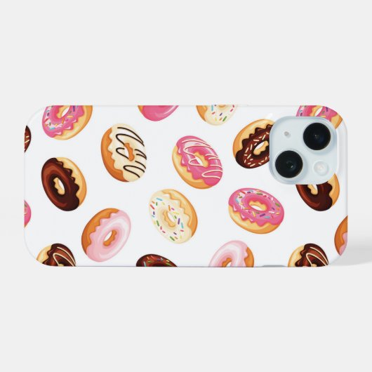 Sweet Donut Pattern iPhone 15 Hülle (Rückseite (Horizontal))