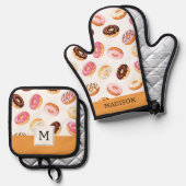 Sweet Donut Pattern Ofenhandschuh & Topflappen-Set (Vorderseite/Rückseite)